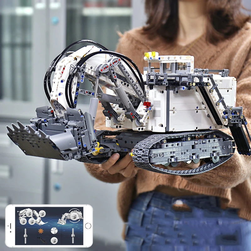 Mould King 13130 Technical Building Block RC Crawler Excavator Set Toys For Boys Assembly Vehicle R9800 Terex RH400 Block Bricks