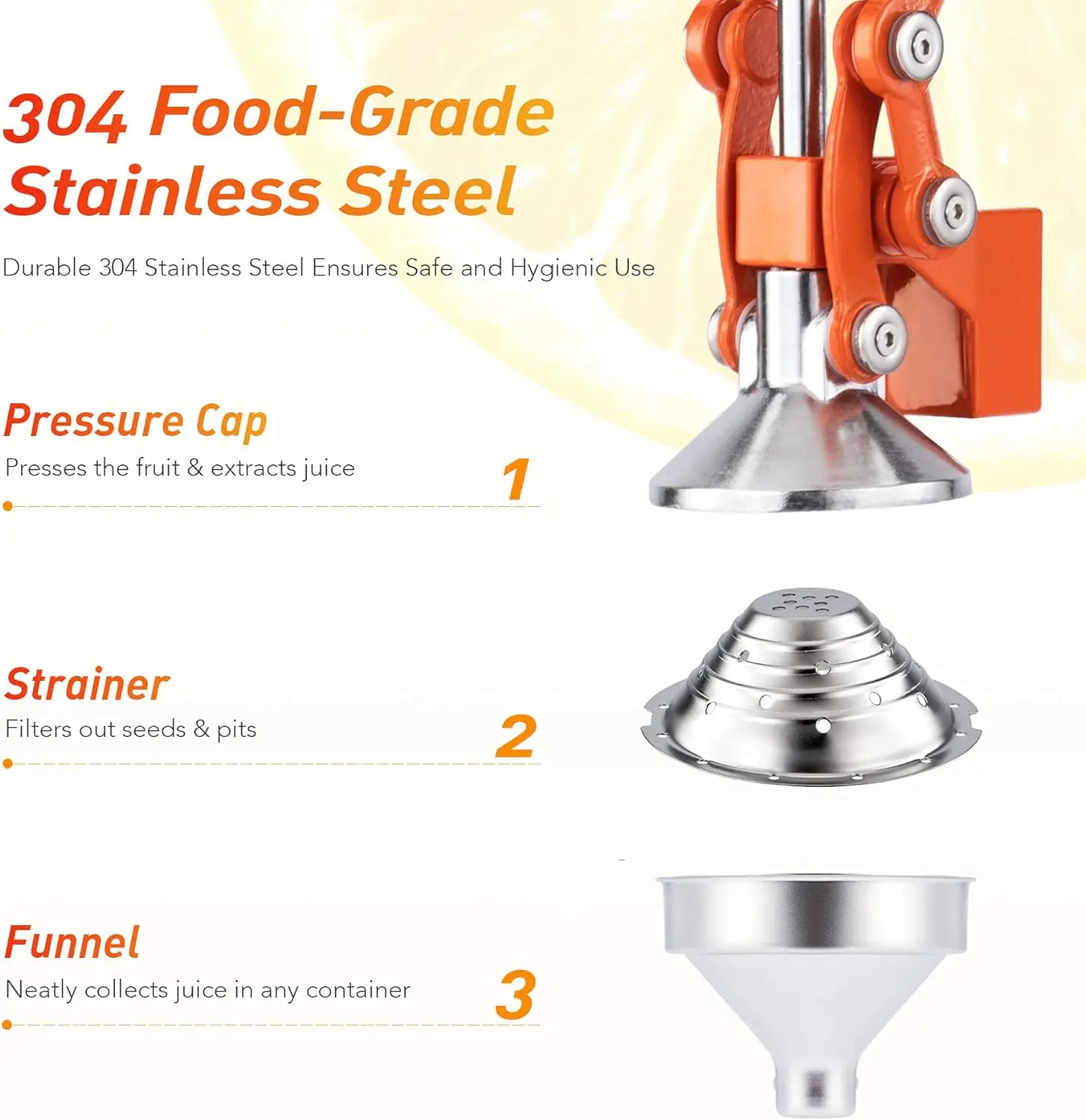 OGMIE Electric Fruit & Vetable Juicer Best Handheld Cast Iron Cold Press with 2L Capacity Easy to Clean