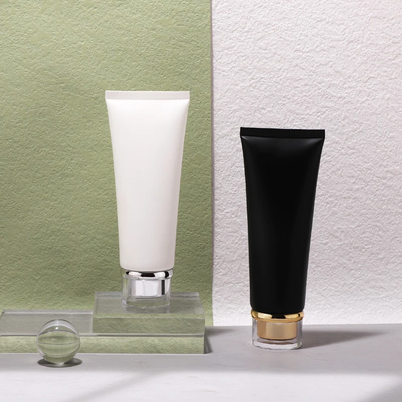 Eco Friendly Wholesale Empty white black 100 ml Simple Plastic Tube serum skincare Sunscreen Cream Squeeze Soft Tubes