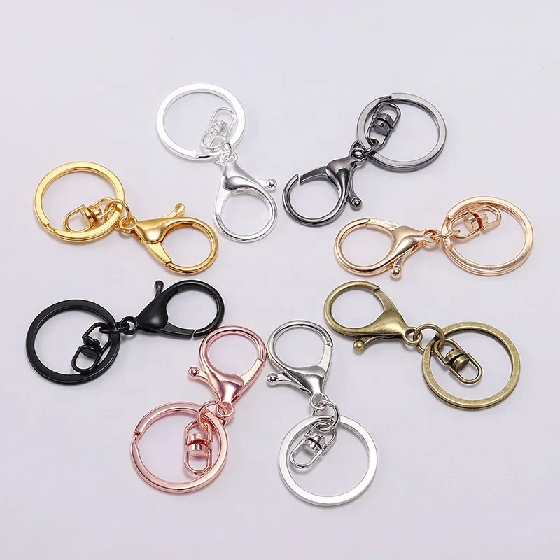 30mm claw clasps for keychain DIY craft making open jump ring swivel trigger clips metal lobster keyring sets