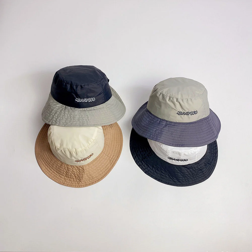 Summer Newborn Kids Boy Girl Bucket Hat Solid Color Kid Sun Hat Outdoor Infant Baby Toddler Unisex Beach Panama Hat