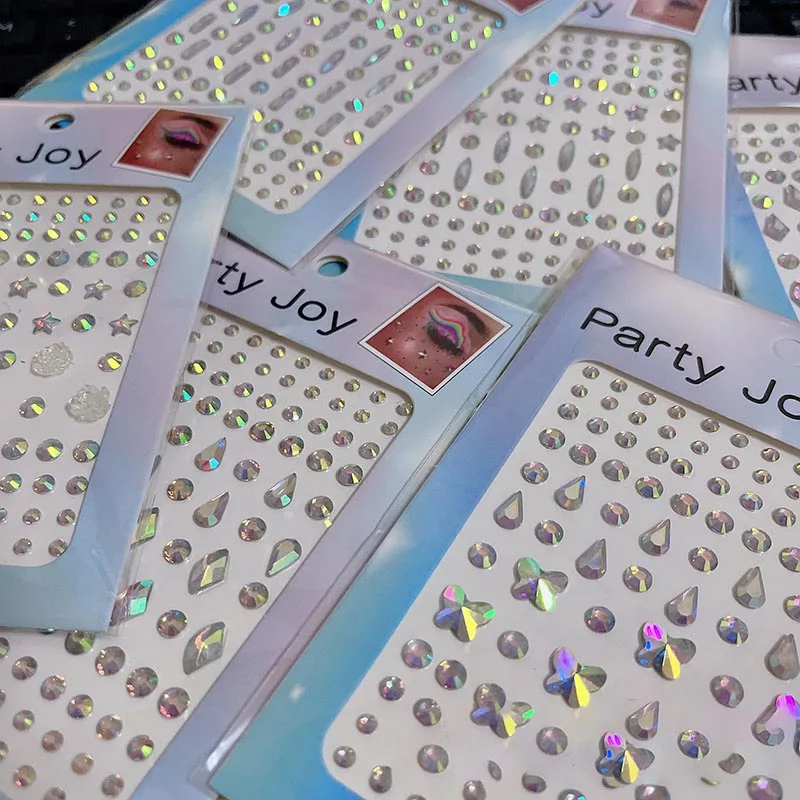 Go Party Wholesale Resin Acrylic Eyebrow Decorative Party Face Diamond Crystal Sticker Jewelry Tattoo Temporary Body Stickers