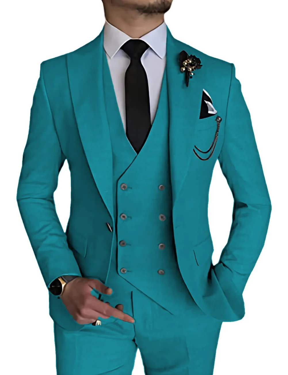 High Quality Italian Custom Business Slim Fit 3 Pieces Suits Tuxedos Groomsmen Blazer Vest Dress Pant Wedding Suit For Men