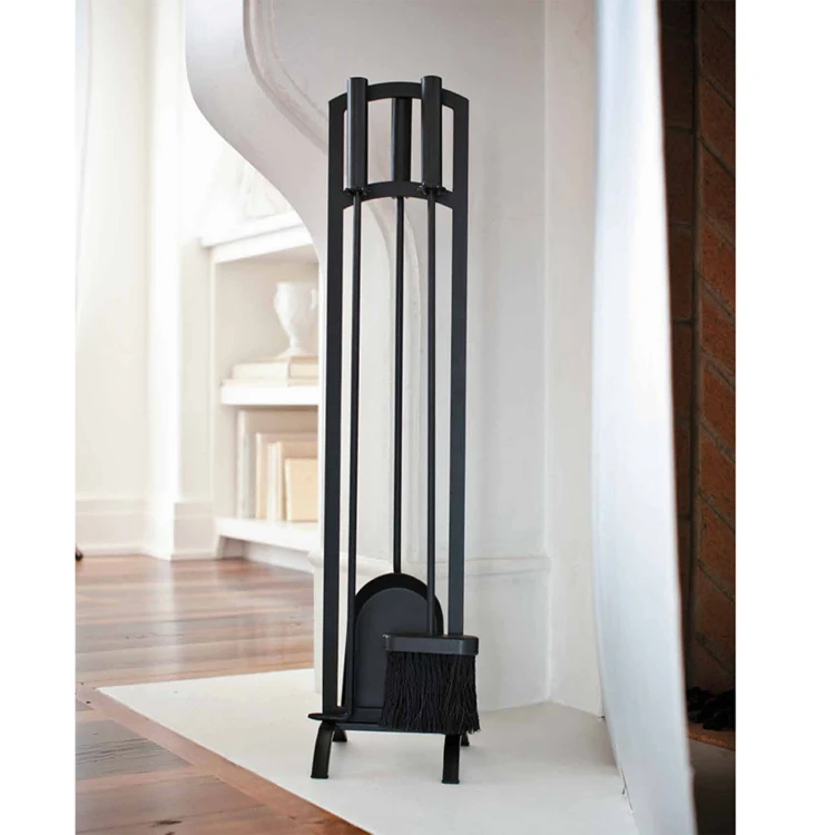 Basic fireplace log rack wood holder lumber storage stacking log bin black