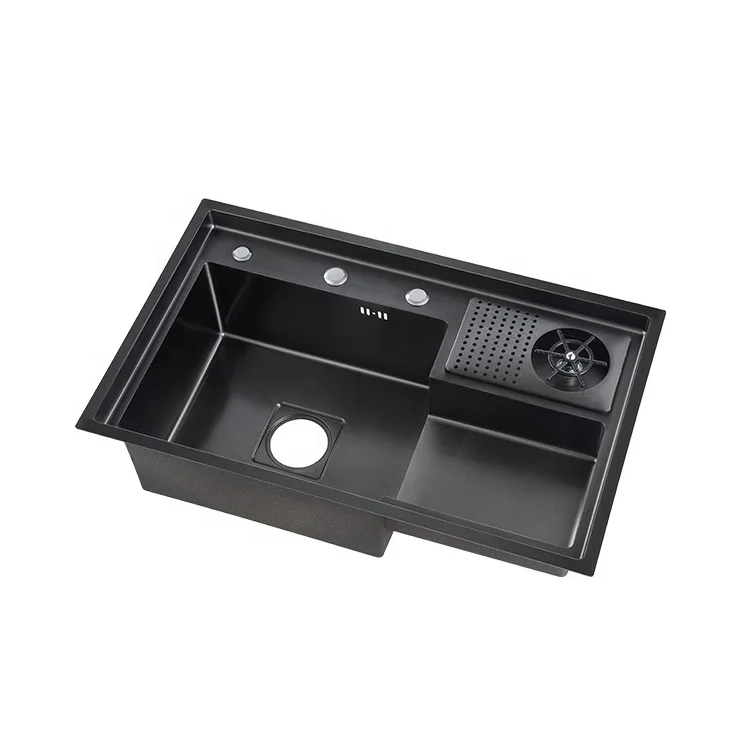 Stepped Nano Coating Stainless Steel Smart Kitchen Sink with Drain High Pressure Glass Washer for Sinks