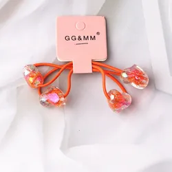 1 pair Colorful Heart Shape Elastic Hair Ties Girls Sweet High Quality Hair Ring No Damage Kids Hair Accessories