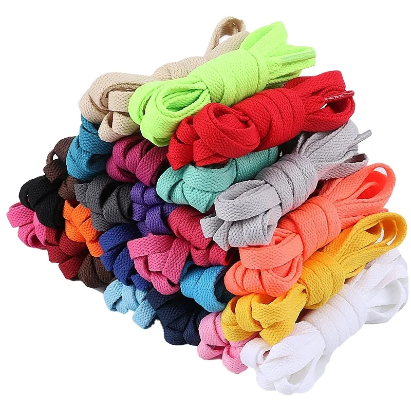 Оптовая продажа, плоские шнурки для обуви из хлопка и полиэстера опциональной длины, шнурки с принтом логотипа на заказ