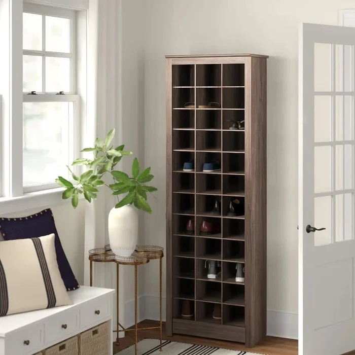 Wooden High Shoe Rack Shelf Organizer for Hallway Living Room Entryway Slipper MDF Organizer 36 Pairs Shoe Cabinet