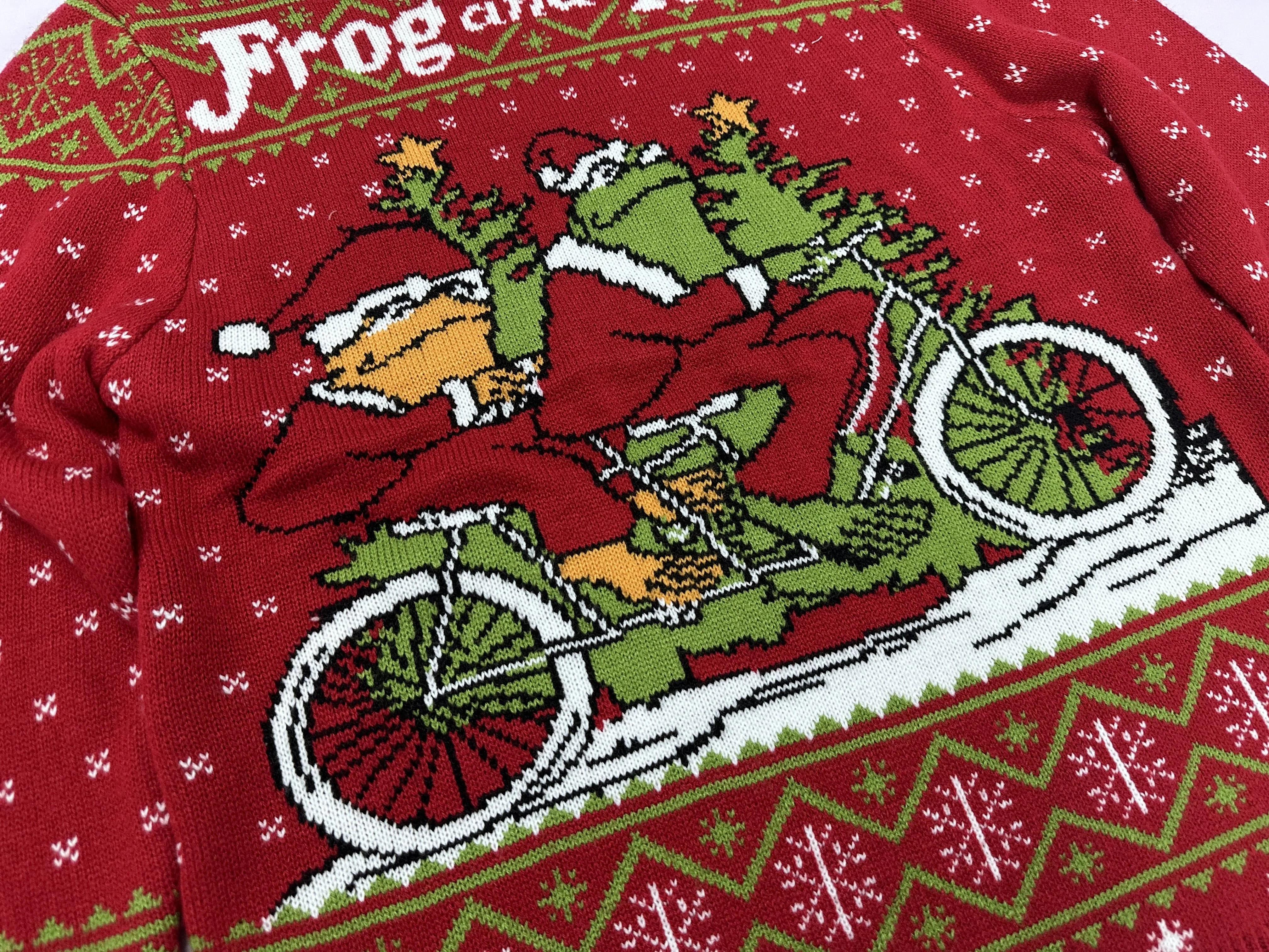 Custom Jacquard Knitted Pullover Matching Ugly Christmas Sweater Family Green Acrylic Woman Christmas Jumper For Couple