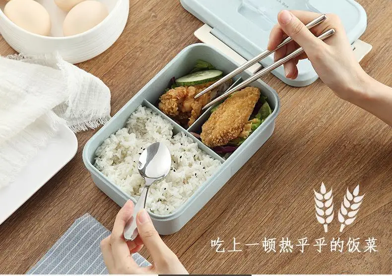 New Lunch Box Stainless Steel Dinnerware Food Storage Plastic Container Children Kids School Office Portable Bento Box Lunch Bag