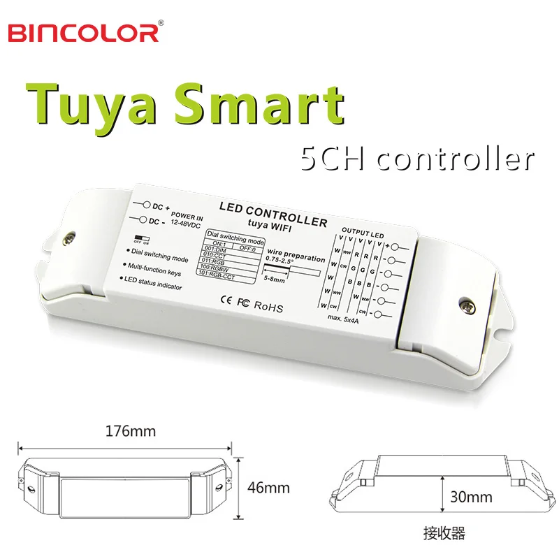 48V LED controller TUYA smart controller RGB RGBW and CCT 5 channels