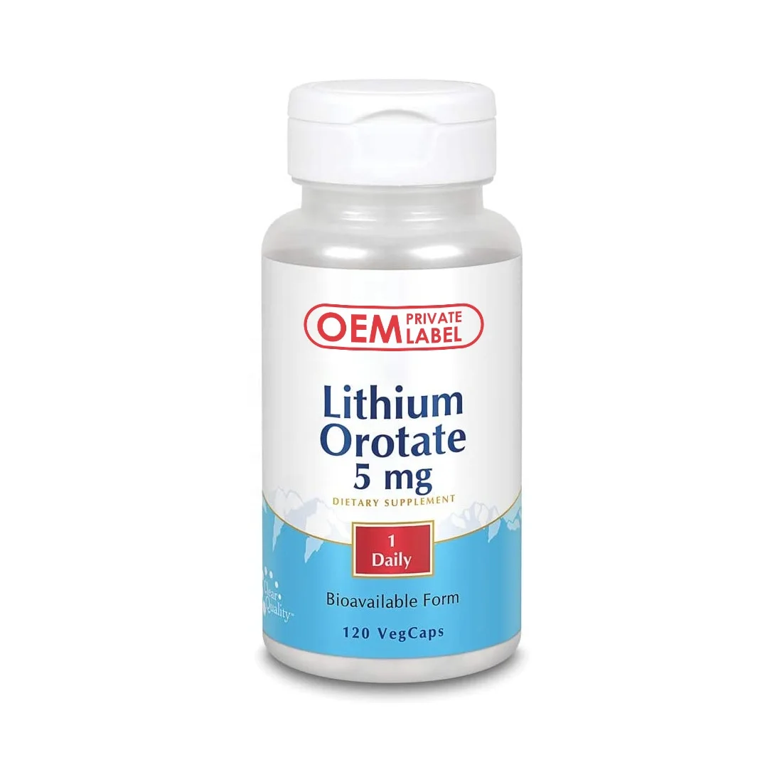 OEM Lithium Orotate 5 milligrams Capsules Chelated for Mood Support Organic Rice Bran Extract Lithium Orotate Capsules