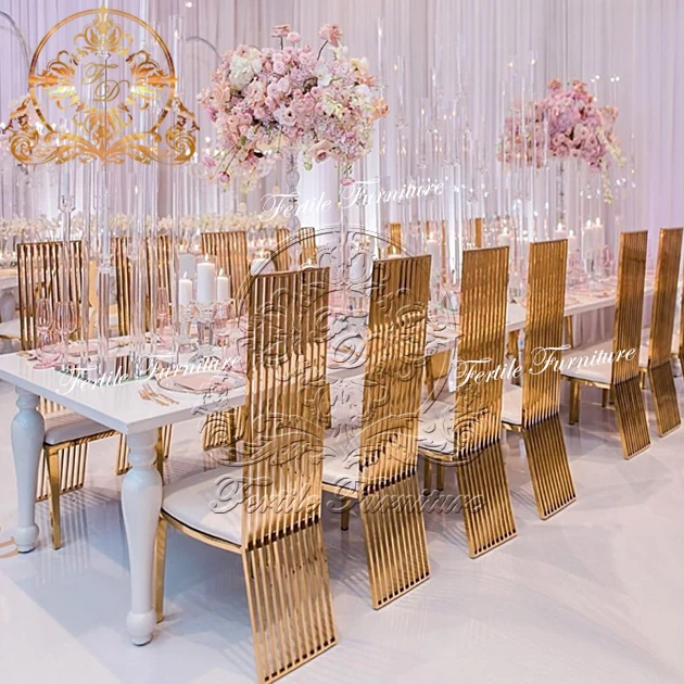 Wedding Stainless Steel Metal High Back Luxury Wedding Chair