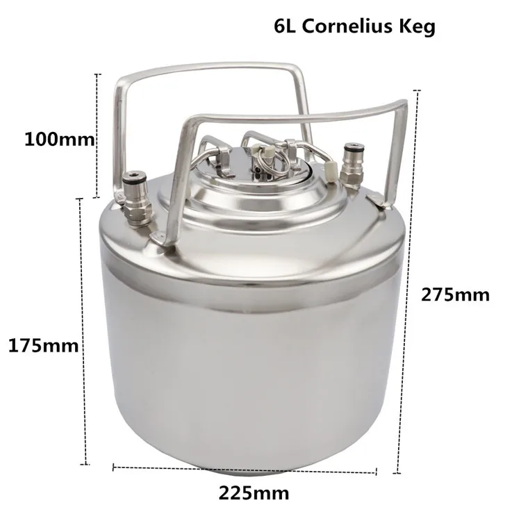 Stainless Steel Ball Lock Home Brew Kegerator Beer Keg 6L Pepsi Soda Cornelius Keg