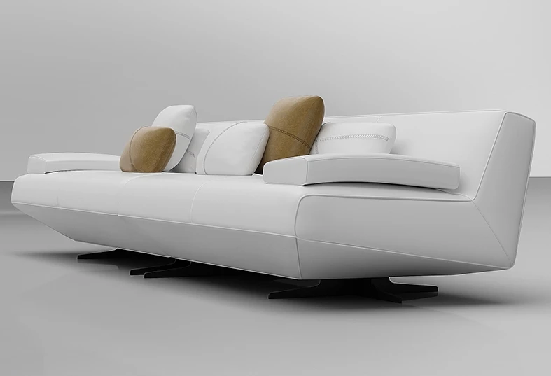 Leather sofa head layer cowhine modern simple light luxury leather art three-person office sofa set