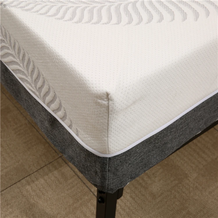 Premium 100% Polyester Grey Palm Tree Pattern Zippered Mattress Protector King Size Knitted Mattress Cover