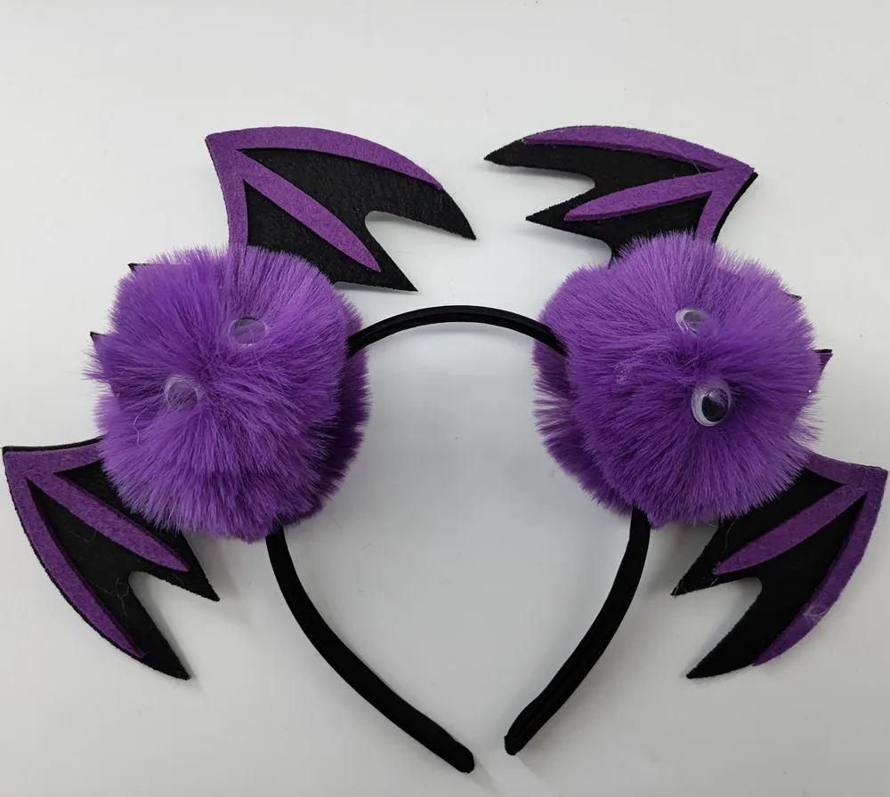 Halloween Felt cloth Headband with fur Dark Demon Bat Wings Halloween Decoration Halloween hair accessory