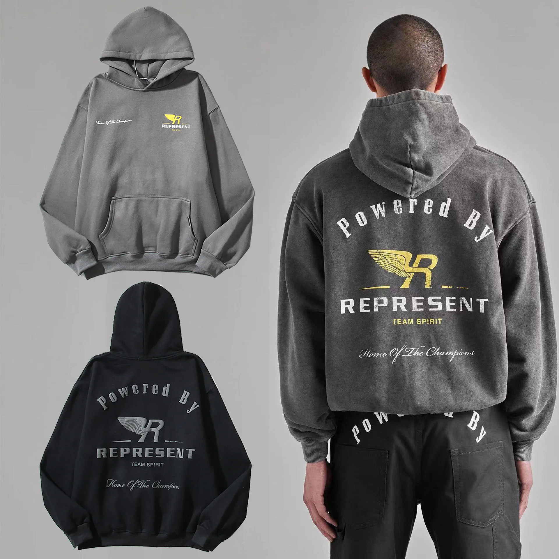 Mens Pullover Hoodie 2022 Autumn Winter Solid Color Fleece Cotton Sweatshirt No String Heavyweight 3d Puff Print Hoodies For Men