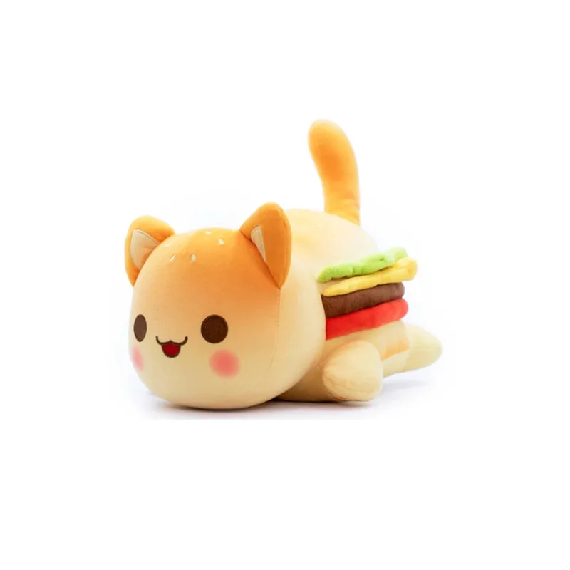 Plush Christmas Toy Cute Food Burger Fries Donuts Design Holiday Gifts Soft Cute Stuffed Animal Cat Plush Toy