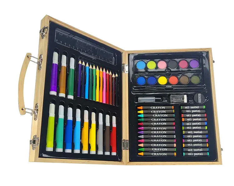 Набор деревянных канцелярских принадлежностей набор карандашей для рисования в деревянной коробке детей с пользовательским логотипом