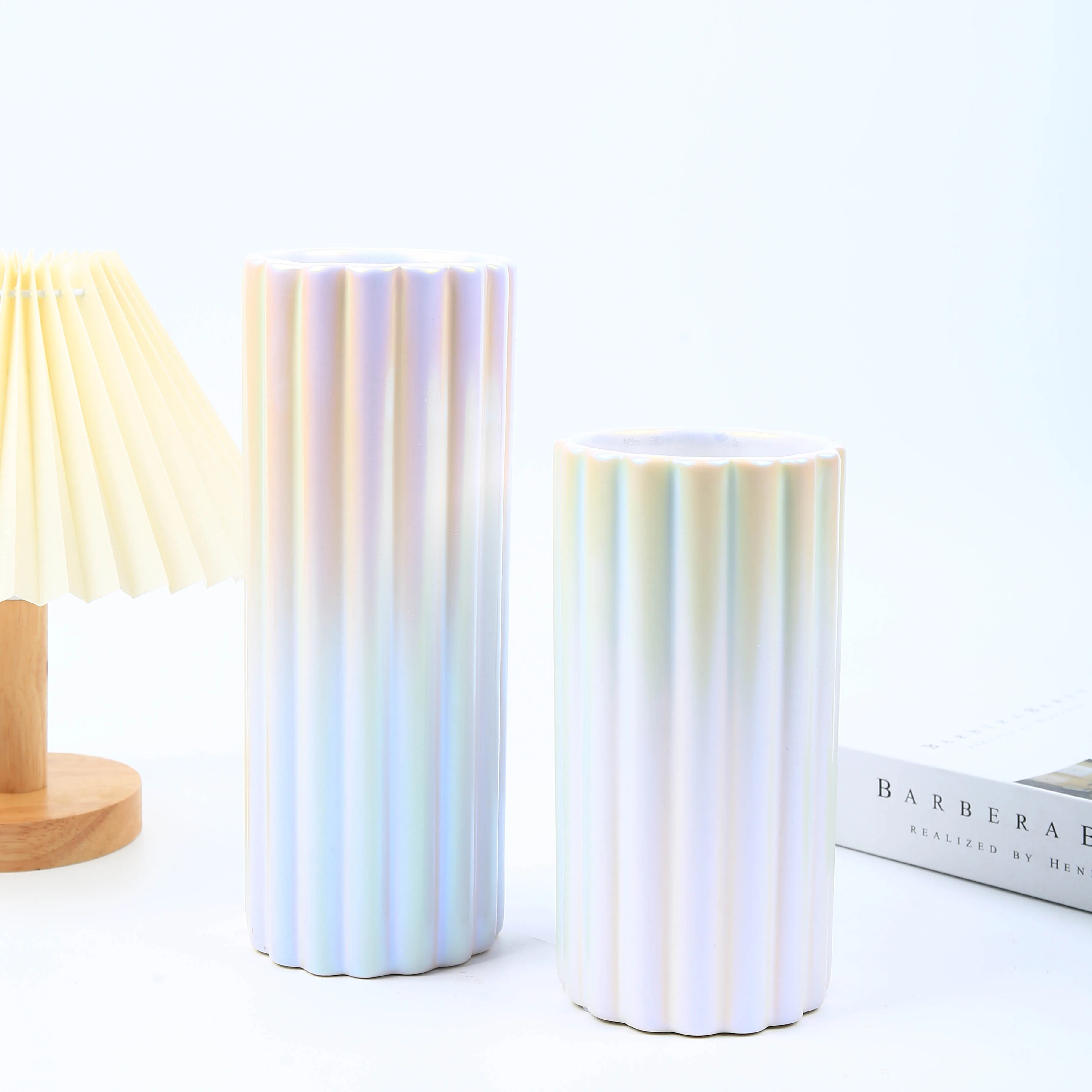 Luxury wedding centerpieces jarrones decoracion modern metalized shining pearl ceramic vase