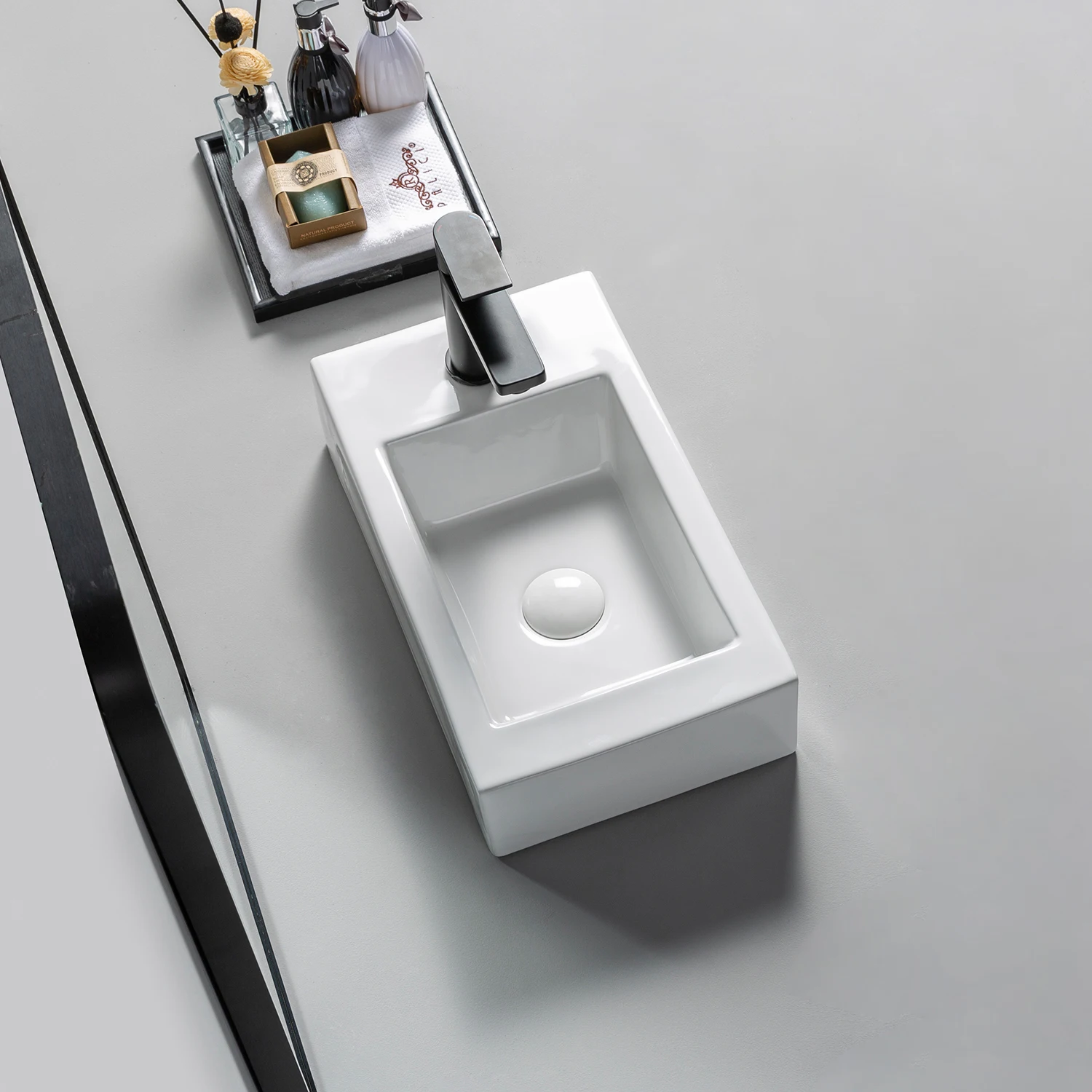 Modern Lavabo 460mm Rectangle Ceramic Bathroom Sink Cheap Price Counter Top Hand Washbasin Sinks