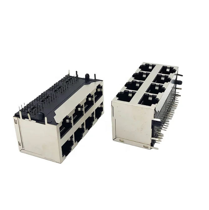 59 network cable rj45 socket 2X4 eight-port rj45 socket with shielded shell without lamp 8P8C horizontal network port