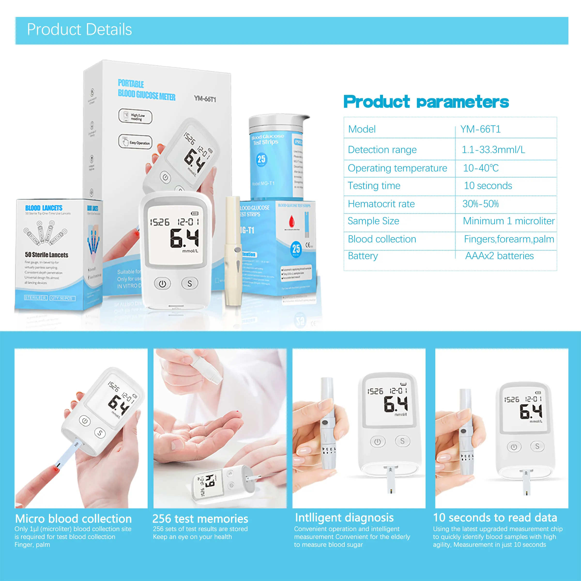 Electricity Blood Glucose Meter Home Blood Glucose Testing Instrument Plastic CE Milk Fat Testing Machine Price