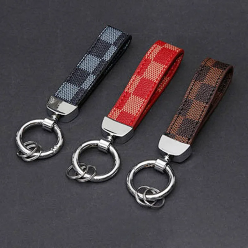 Luxury Fashion PU Leather Keychain Creative Presbyopia Metal Car Key Chain Mini Key Ring