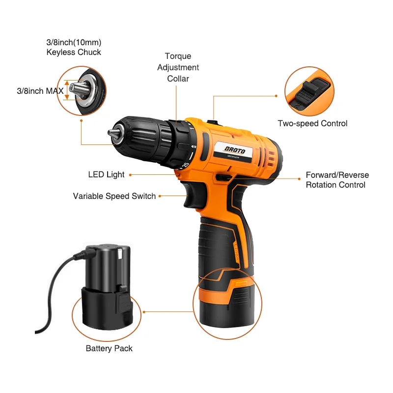 2024 New Product Machine Drilling Battery Rechargeable Cordless Drill power Tool Set