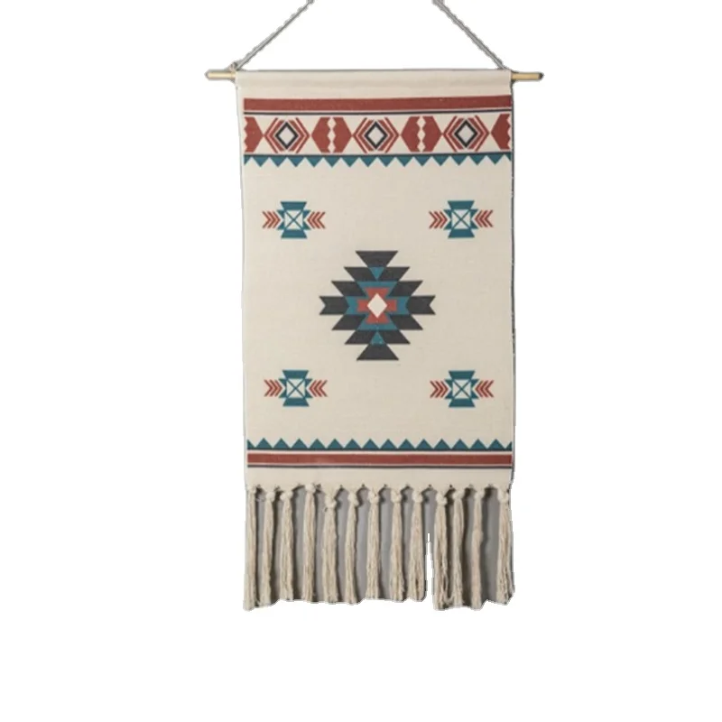 Wholesale Bohemian Colorful Multi Pattern Silk Printed Woven Tapestry Wall Hanging With Hand Made Tassels