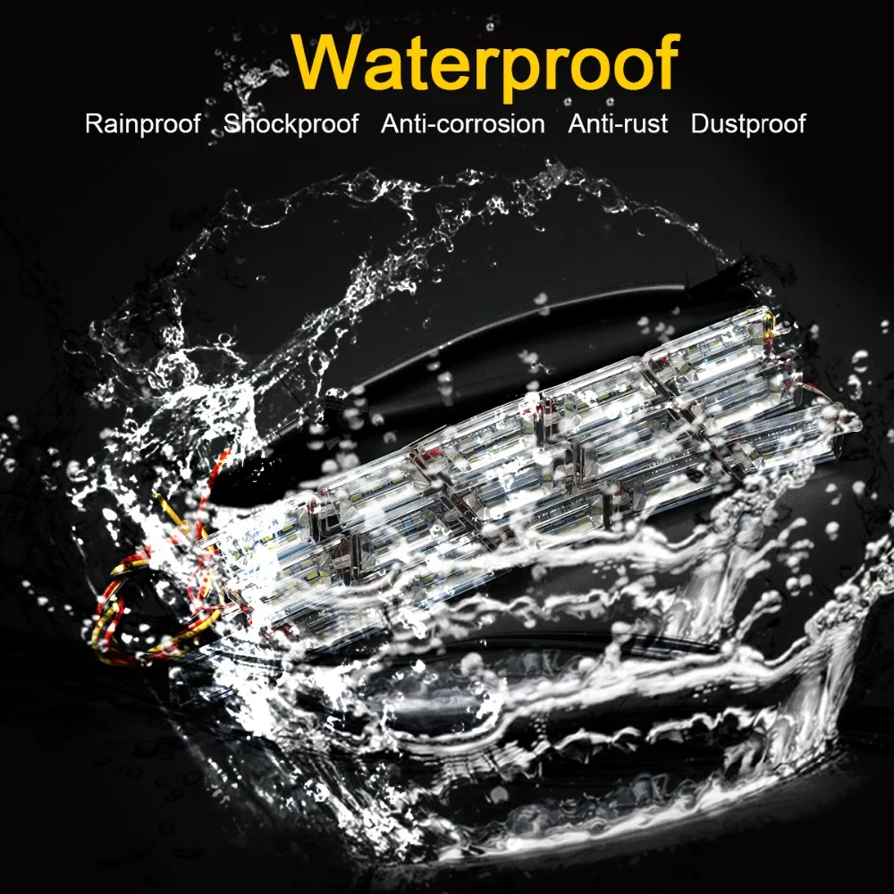 CQL Flexible Crystal Angel Tears LED Strip Light With Turn Signal DRL Daytime Running White With Following Yellow Function