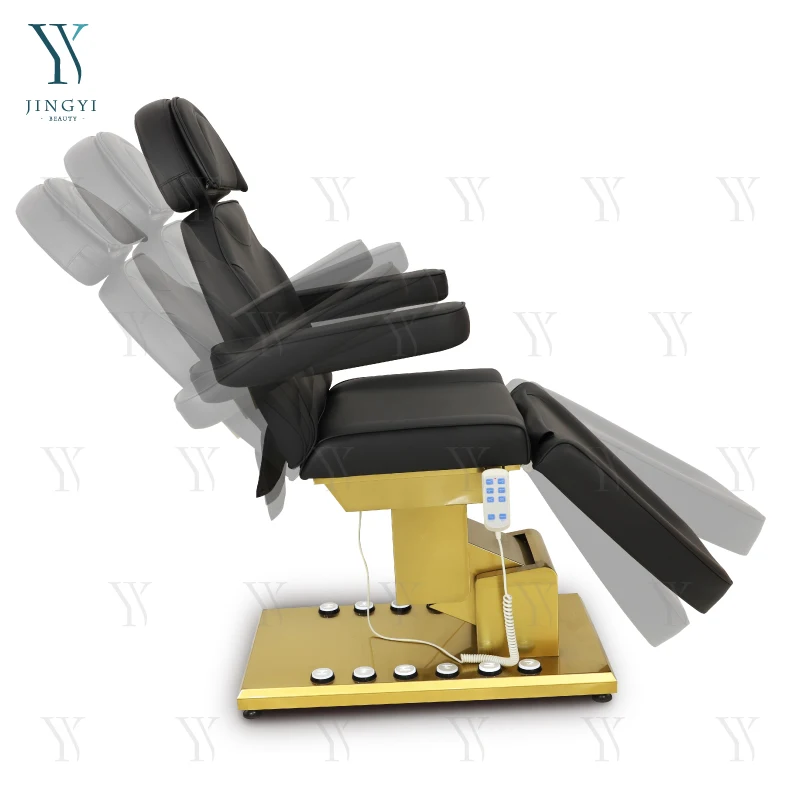 Luxury golden base electric facial spa therapy beauty bed massage lifting tables and beds reclining lash bed with foot control