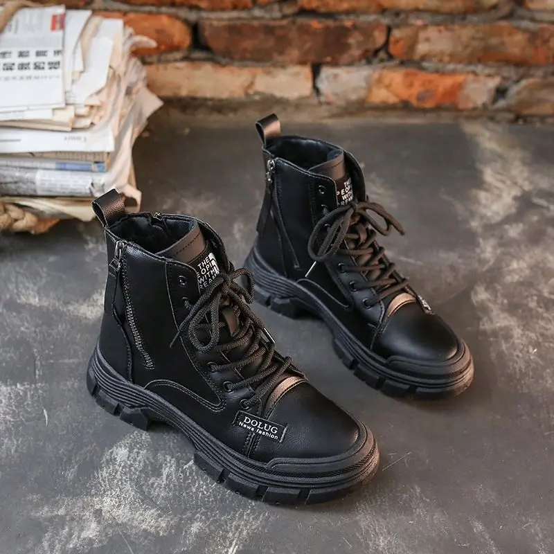 2022 Amazon  Popular Style Cowboy Boots Cool Young Girl Shoes PU Upper With Warm Fur Lining Front Zip Boots