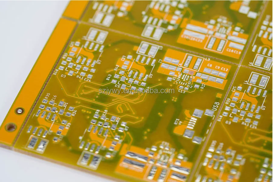 Yellow ink lead free tin spraying process special 6 layers PCB and SMT for industrial control field PCBA