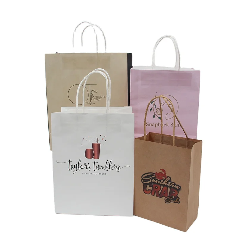 
2021 hot sale kraft paper bags with handles for Shopping Paper Bag Custom Printing Eco Friendly Recycle 