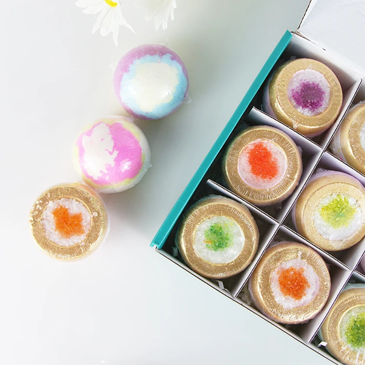 Custom Packing Scented Organic Bubble Colorant Press 6 Pack Natural Vegan Fizzy Bath Bombs OEM Gift Set Private Label