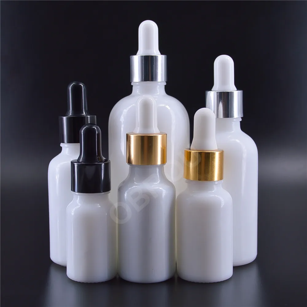 Cosmetic glass serum dropper bottle 10ml 15ml 20 ml 30 ml 50 ml luxury white cuticle aroma essential oil bottle
