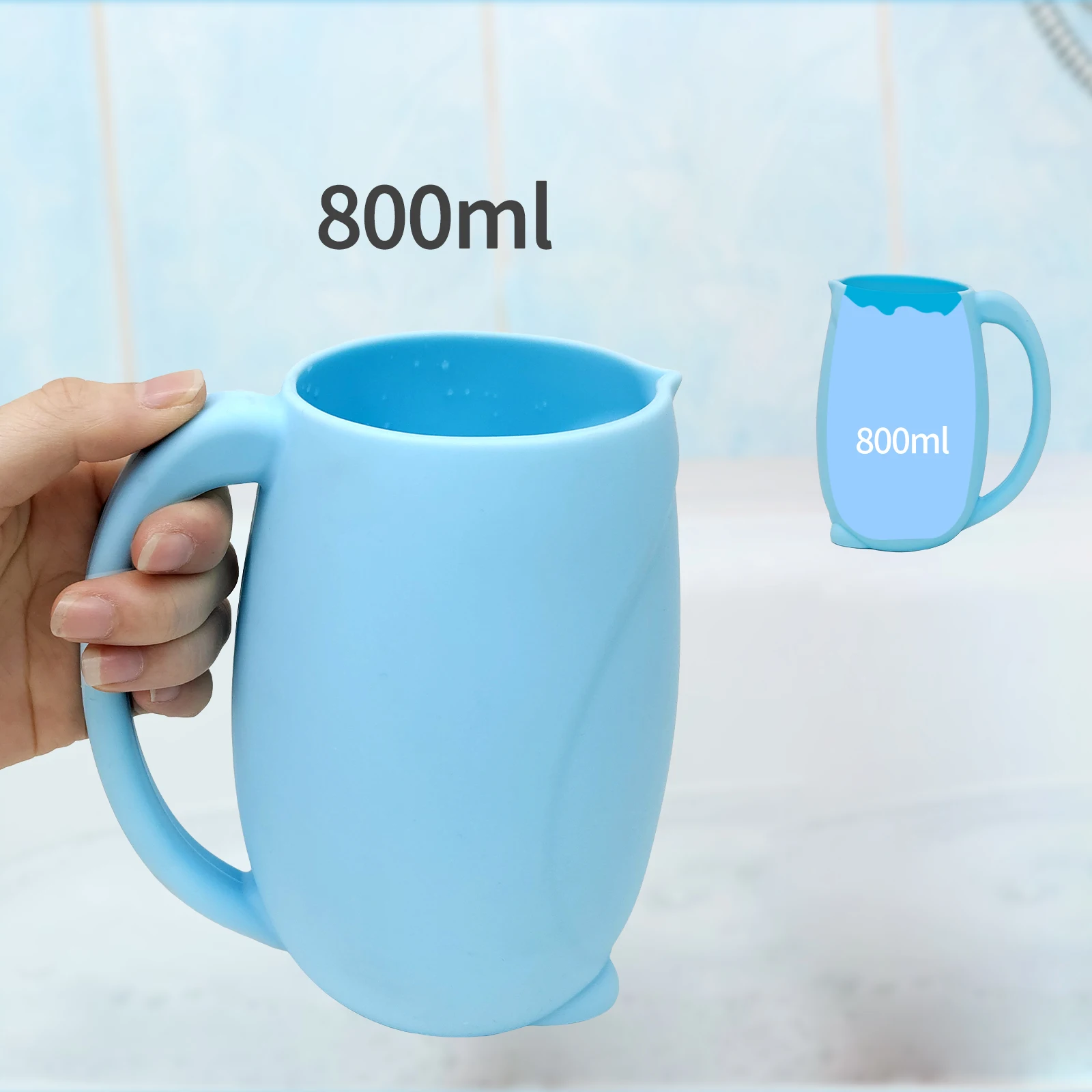 Baby Bath Rinse Cup for Rinsing - Shampoo & Body Washing Rinser Cup Bathing Scoop for Infants with Handle(Penguin-Yellow)