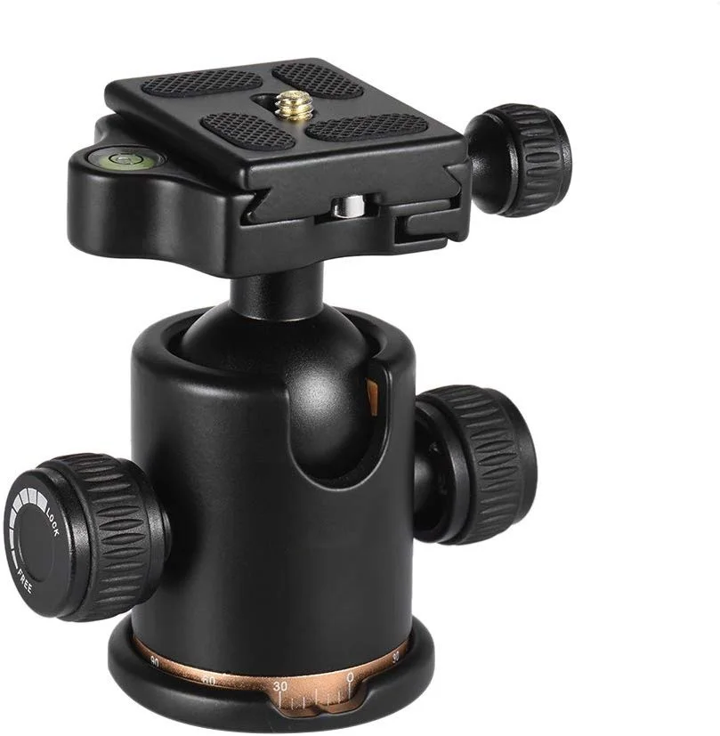 
Camera Tripod Head, Tripod Ball Head Gimbal Lock Damping Head 360 Fluid Rotation Max Load 8kg with Quick Release Plate 