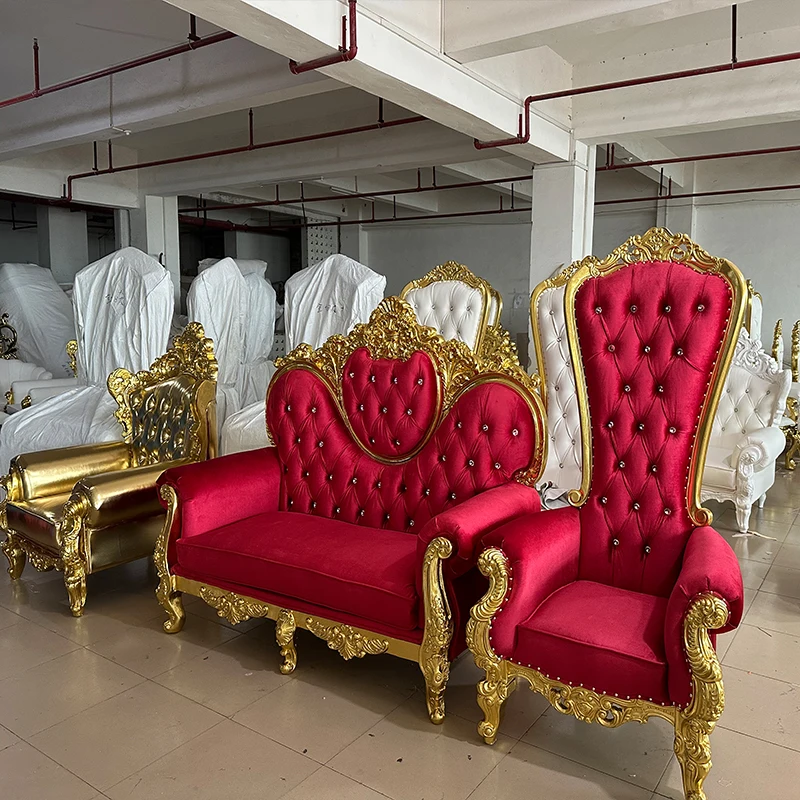 Latest Designed Luxury Party Furniture Gold Wedding Royal King Throne Chair Queen Sofa For Wedding