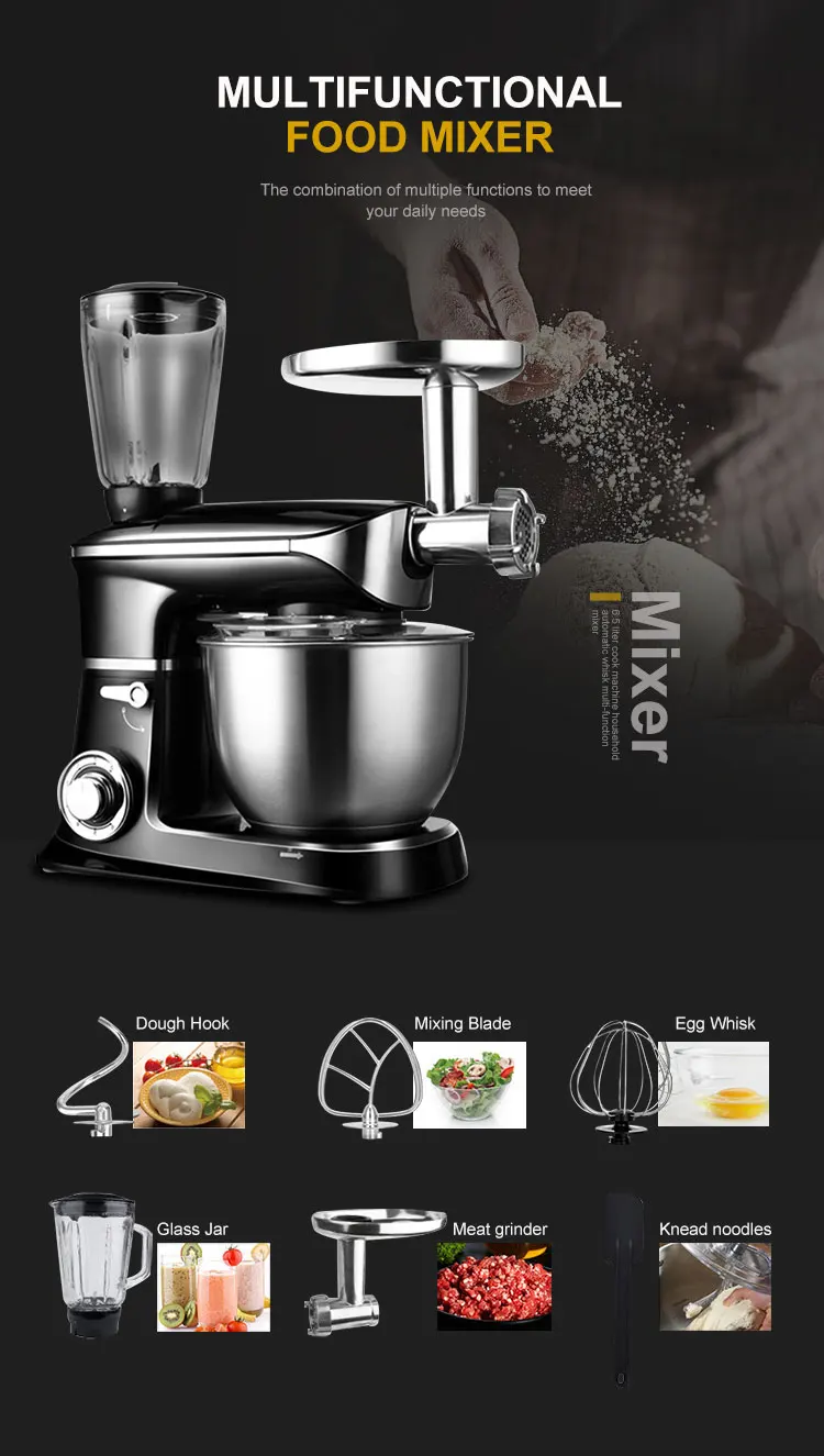 New Arrival Heavy Duty, 6 speed powerful Planetary Cake Dough Mixer Stainless Steel Electric Food Mixer/