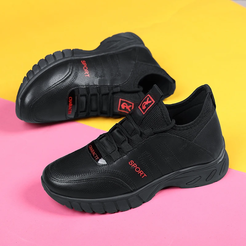 Fashion PU Leather Shoes Lace Up Casual Flat men Sneaker Shoes