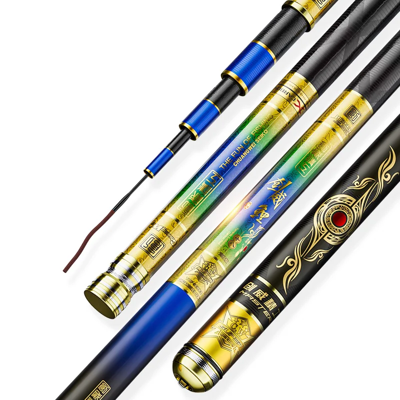 CWTLR028 Wholesale Carbon Fiber Fishing Rod 4.8M 5.4M 6.3M Ultralight Telescopic Rod Carp Fishing Rod For Saltwater