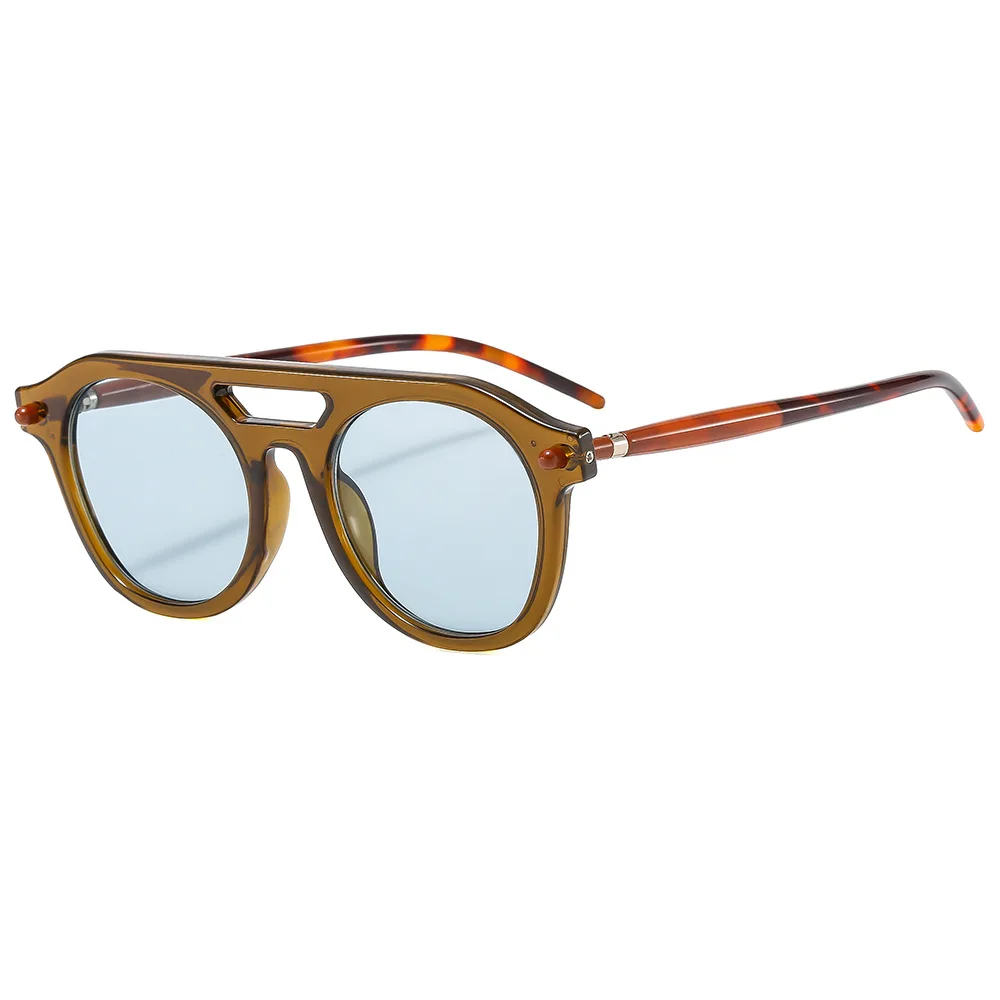 Fashion Retro Women Men Punk INS personality Sun Glasses UV400 Shades Double Bridges Sunglasses round frog mirror outdoors