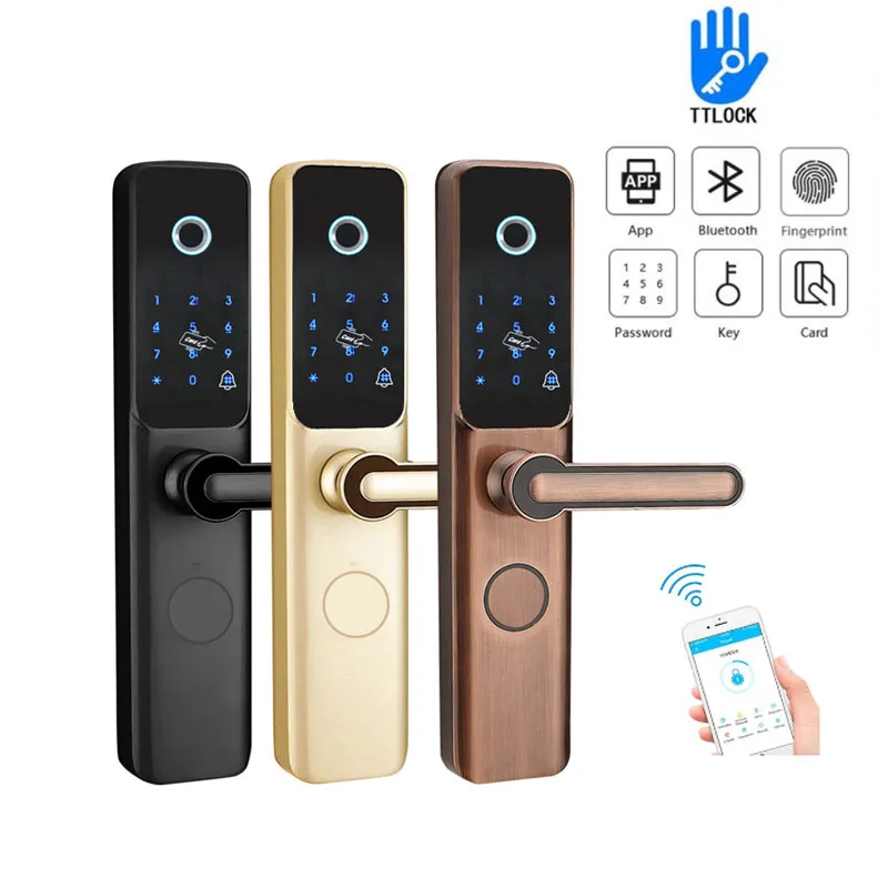 Ble wifi fingerprint smart door locks with tt lock app finger print locks