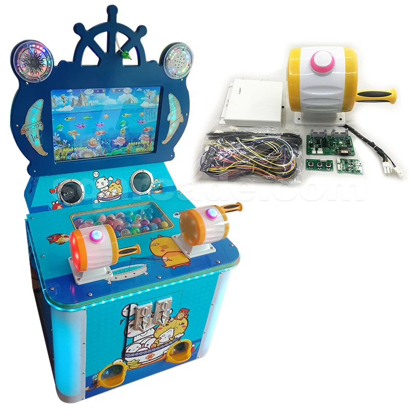DIY arcade fishing game console parts kit with joystick fishing rocker catcher with buttons and motherboard wired cable