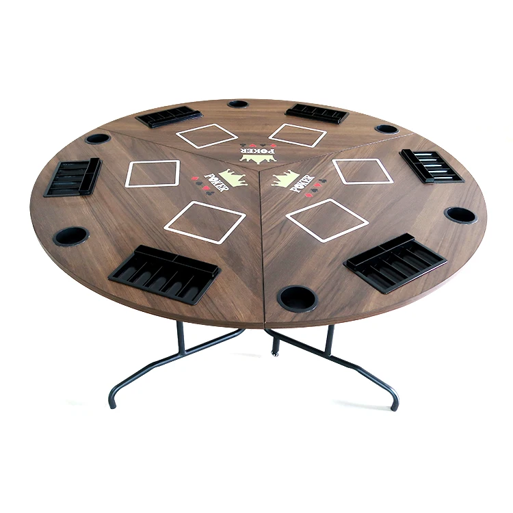 Customized Casino game Carbon Steel frame Melamine Board top round folding poker table