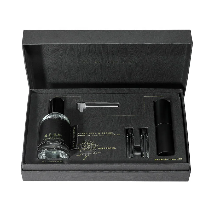 Custom Black Premium Cardboard Gift Boxes Perfume Bottle Paper Packaging Luxury Gift Box