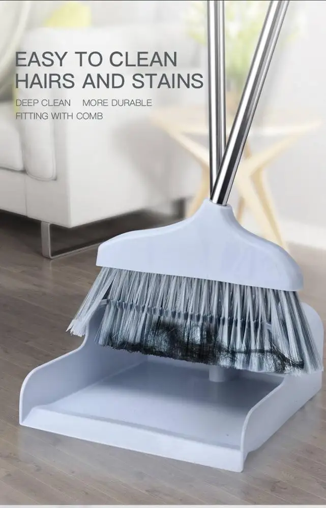 Broom dustpan set with water wiper